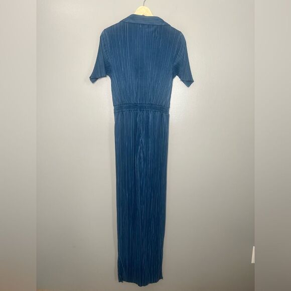 4/$25 jumpsuit Asos design collared plisse indigo size 6 pleated travel vaca - Picture 5 of 6